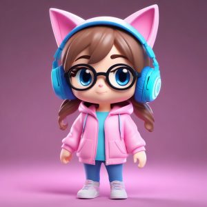 🎮电竞少女Q版：猫耳耳机与专注表情，超赞游戏头像！