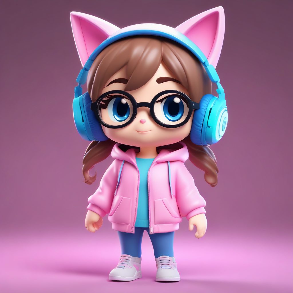 🎮电竞少女Q版：猫耳耳机与专注表情，超赞游戏头像！