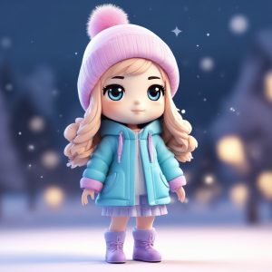 ⛄️冬季时尚Q版Chibi女孩，表情丰富纯色背景！盲盒风格AI绘画提示词🔥