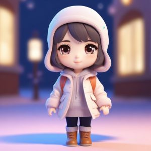 ✨冬日Q版Chibi女孩表情包 | 纯色背景3D渲染盲盒头像