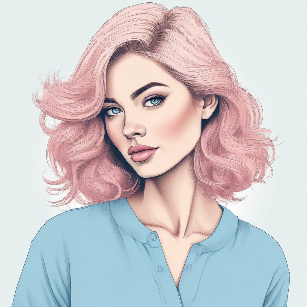 💖粉蓝甜酷女孩头像🔥：手绘插画极简风，做你的氧气感壁纸！