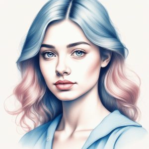 💙粉蓝系时尚女孩头像! 极简手绘线稿风绝美肖像✨