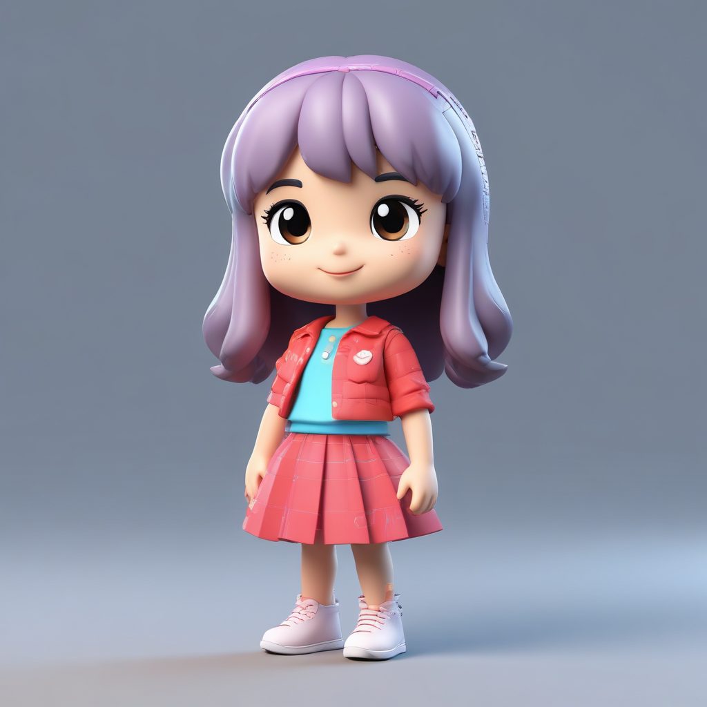 📱高细节格裙！Q版女孩回头杀立绘，8K盲盒手办质感