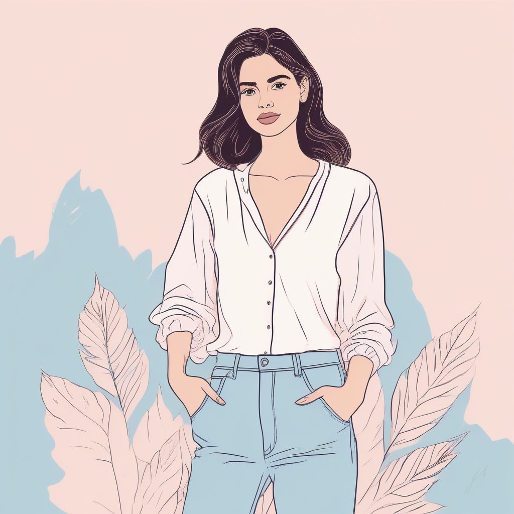 ✨高颜值极简线稿女孩头像 | 粉蓝系时尚插画背景清新纯净🌸