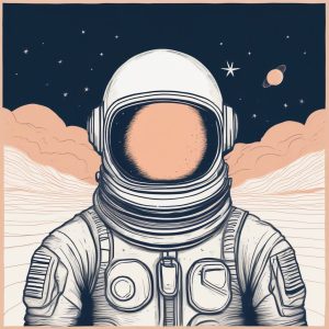 孤独的极简插画：戴着宇航员头盔的Hand drawn肖像 | 温暖治愈系画风✨