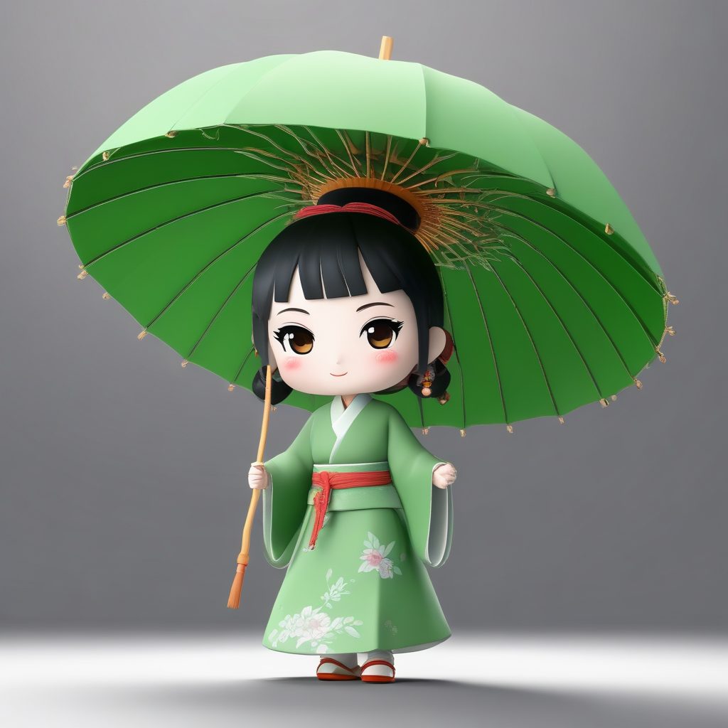 💚古风汉服Q版：温婉浅绿刺绣，拿着油纸伞的古典美人！🏮