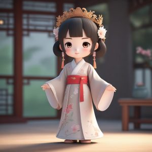 🌙古风Q版汉服少女：仙气飘飘的3D粘土娃娃！超甜！