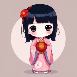 🏮古风Q版汉服小女孩：新年必备治愈系全身插画！