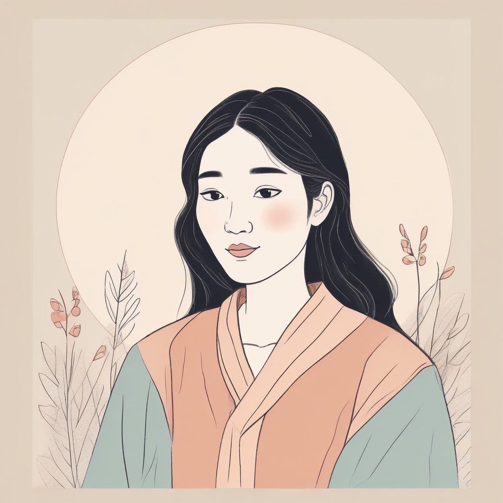 💌韩系ins风：简约线条+暖调色块极简插画肖像