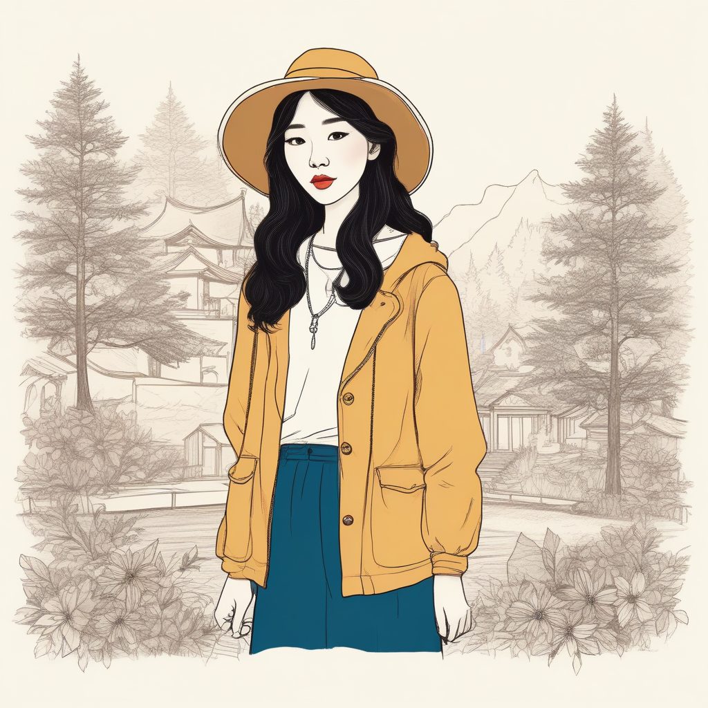 韩系时尚美少女手绘头像🔥纸感纹理+柔和边缘，适合作为社交媒体头像。