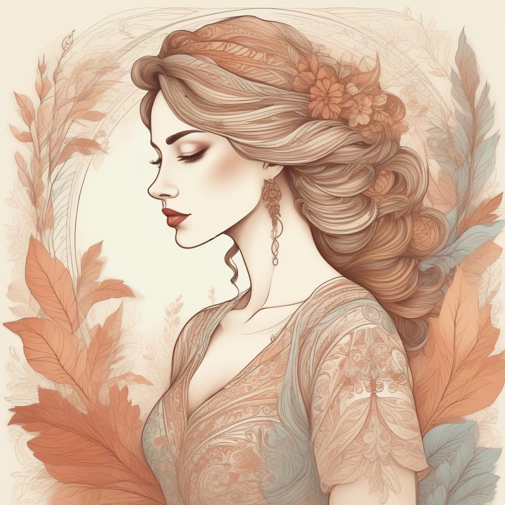 ✨华丽新艺术风格头像 | 穆夏风Hand drawn彩铅插画设计