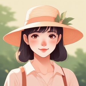 👒吉卜力田园治愈风！戴草帽的极简可爱少女头像
