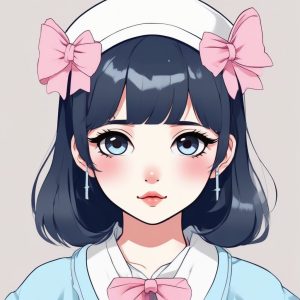 🤍极简纯净！白色背景下的Chibi女孩：无垢系动漫肖像