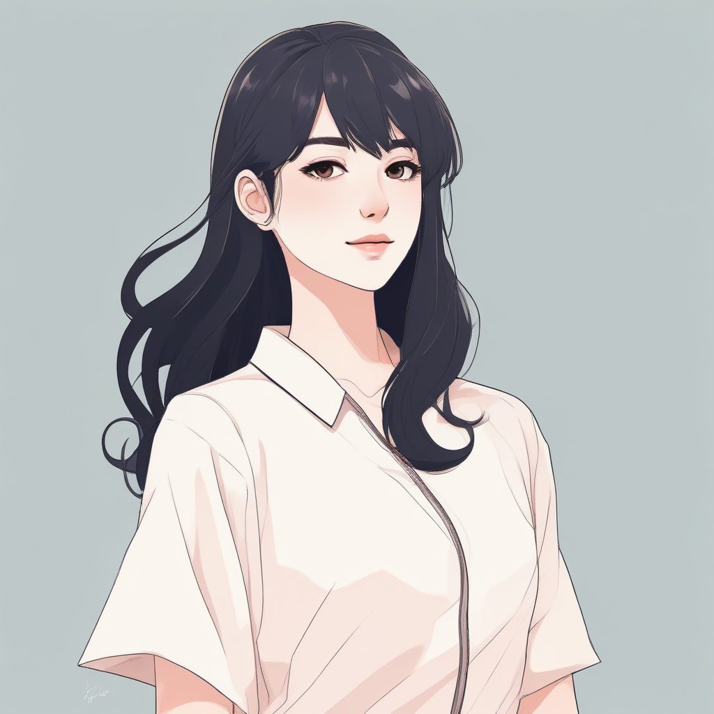 ✨极简动漫风少女纯色背景头像 | Anime minimalist单人肖像画