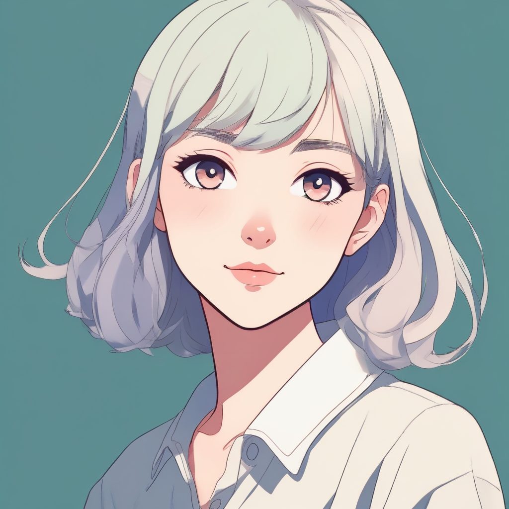 💖极简动漫少女纯色背景头像 | Anime极简风格适合社交媒体分享