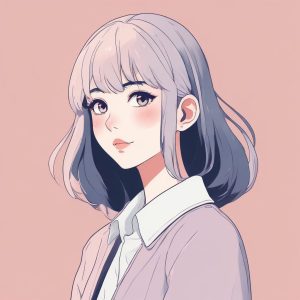 🔥极简风动漫女孩头像，纯色背景简直绝了！