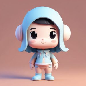 🎨 极简风Q版小人AI绘画生成！C4D渲染纯色背景头像/壁纸必备