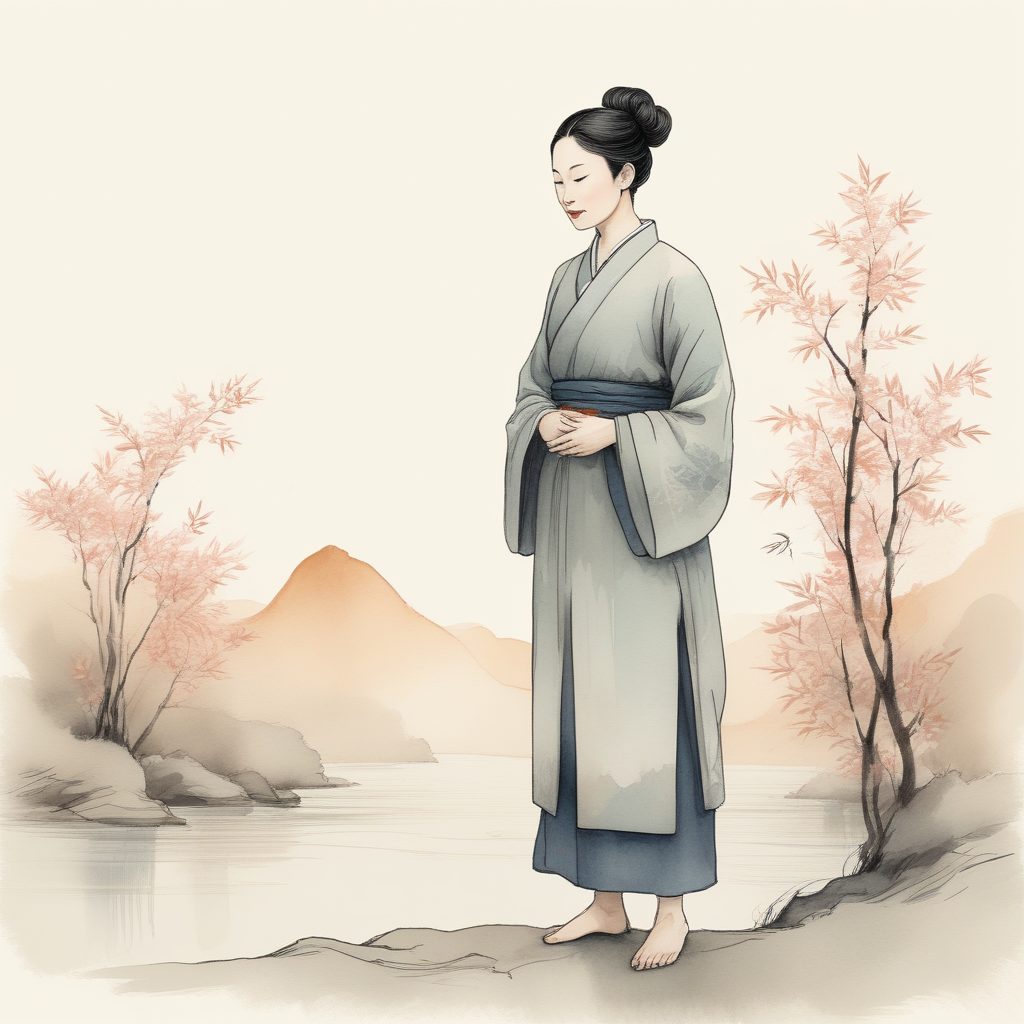 🔥极简国潮水墨风插画肖像！手绘感爆棚的单人全身照！🎨✨