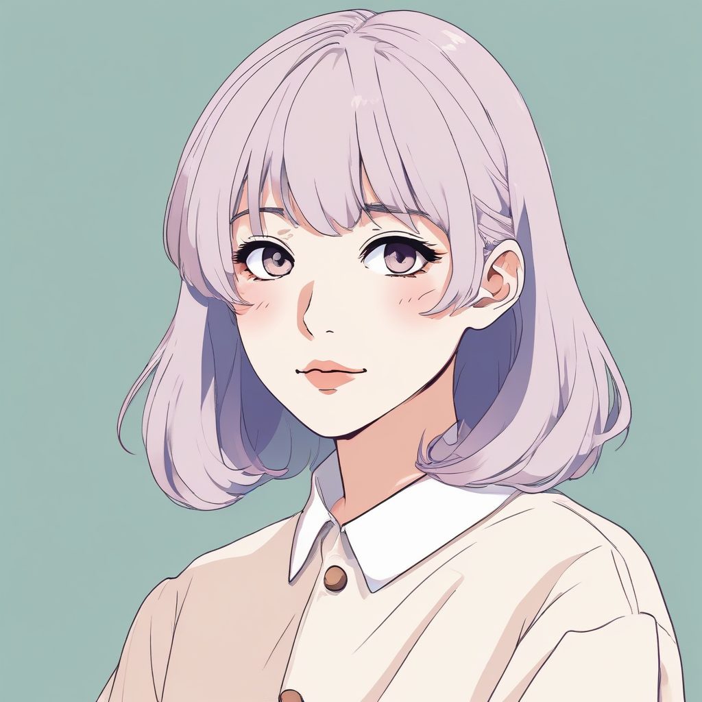 🎨 极简可爱动漫女孩头像 | 纯色背景设计