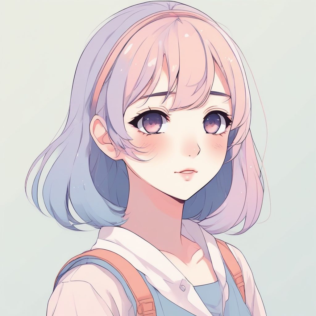 ✨极简可爱少女动漫肖像！纯色背景头像必备🔥