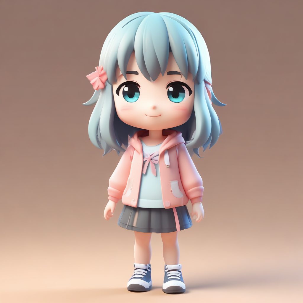 🎨 极简Q版女孩全身立绘：丰富的表情动作与轻柔的色调