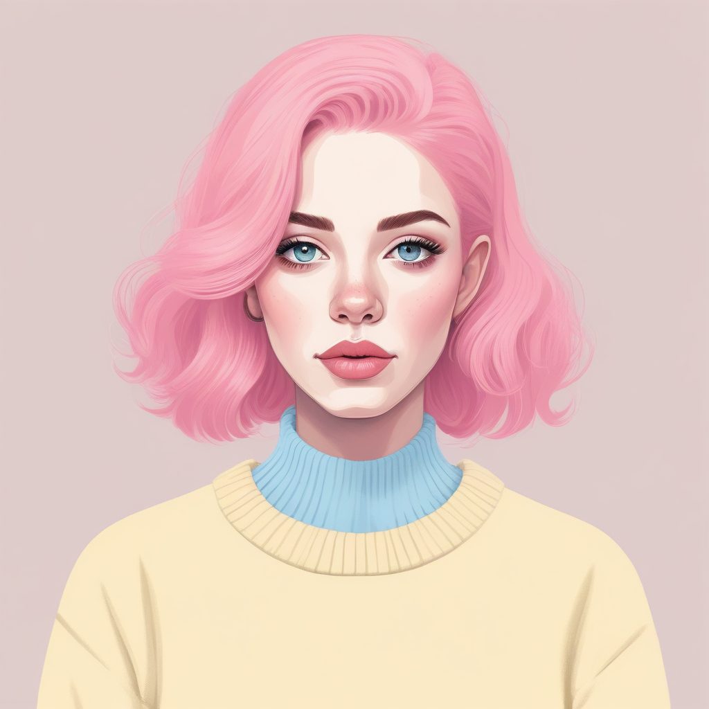 🎀极简软萌风：粉蓝系时尚少女肖像，一键拥有韩系氛围感头像！