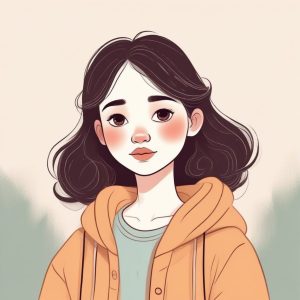 🔥极简软萌风手绘插画：粉蓝时尚少女肖像，纯色背景✨