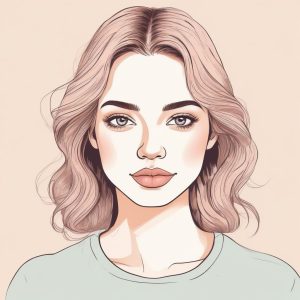 💖极简软萌风手绘插画：粉蓝系时尚少女肖像，纯色背景 | 可爱少女头像必备🔥