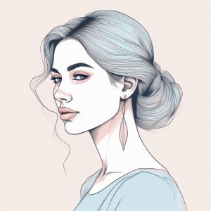 💖极简手绘插画：粉蓝女孩头像装扮，纯色背景✨