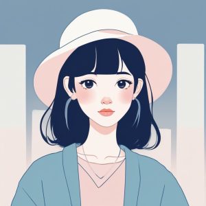 🎨 极简手绘插画 | 日系可爱少女头像 | 软萌粉蓝系背景✨