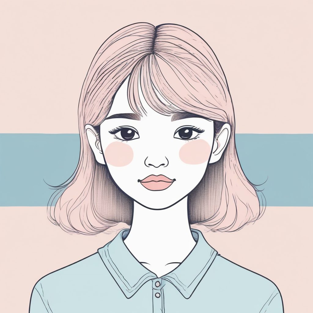 🎨 极简手绘插画 | 日系可爱少女头像 | 软萌粉蓝系背景✨