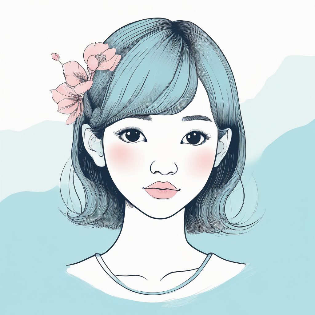 🔥极简手绘插画日系少女！软萌粉蓝背景头像神器！