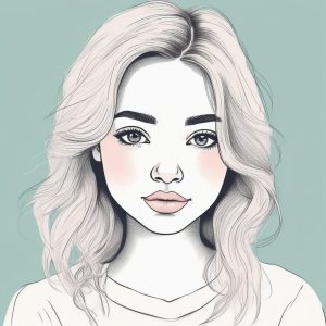 💖 极简手绘女孩肖像 | 软萌粉蓝系插画，干净背景头像必备！✨