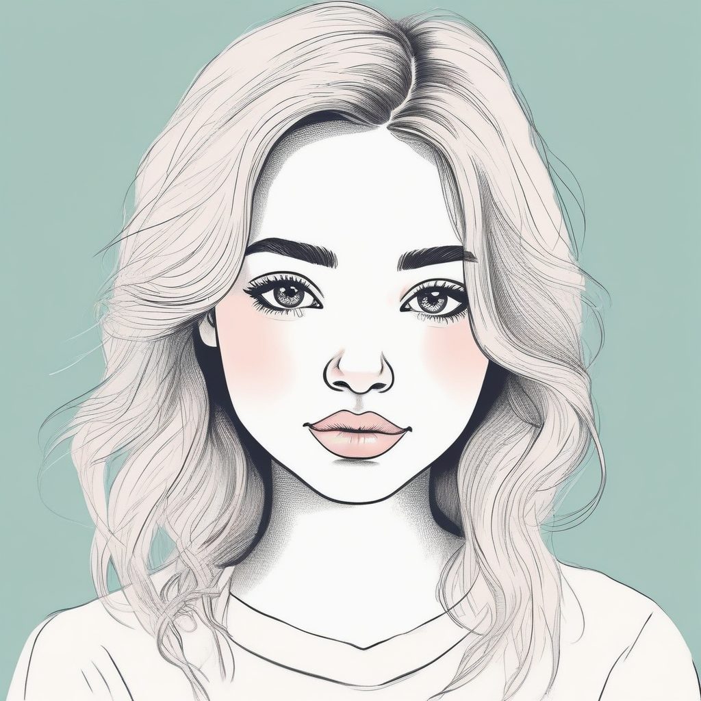 💖 极简手绘女孩肖像 | 软萌粉蓝系插画，干净背景头像必备！✨