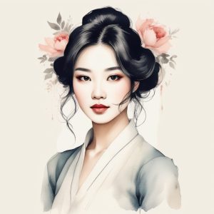 👑极简水墨国潮风! 优雅内敛的手绘肖像, 意境悠远!