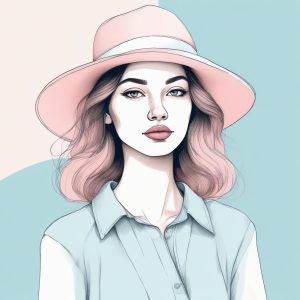 🎨 极简线稿手绘插画：时尚女孩头像，粉蓝系配色，纯色背景 | 单人极简头像设计灵感 💖