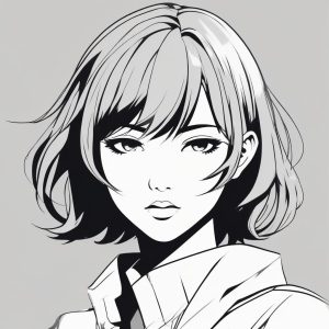 ✨极简线条插画，日系时尚动漫少女头像 | 单色背景设计感十足！