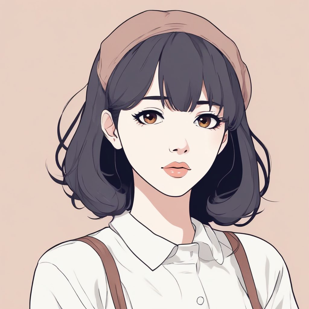 ✨极简线条插画 | 日系时尚动漫少女头像，适合作为个人形象或社交媒体头像