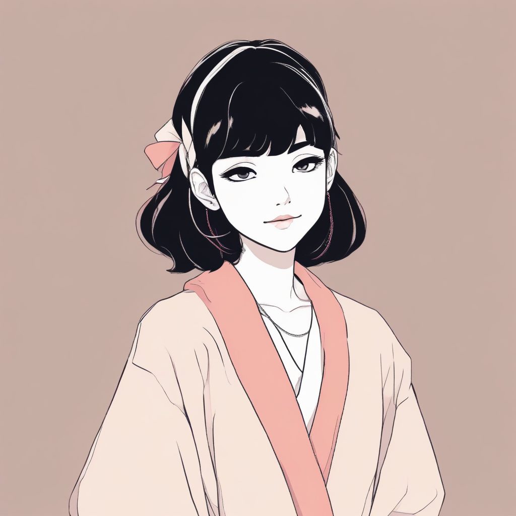 🔥极简线条日系时尚动漫少女头像生成！单主体极简插画风格🔥