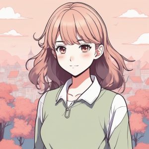 💖 极简治愈系少女动漫头像 | 爱心女孩单人纯色背景肖像