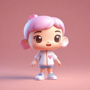 💖举着爱心发射光波的Q版告白！🔥3D极简风格头像/插画AI绘画提示词