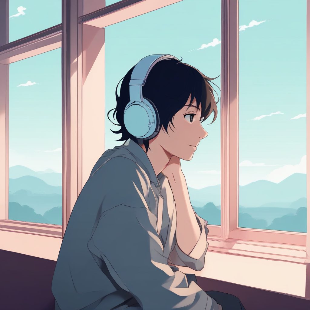 🎧靠窗发呆的日漫侧脸头像 | 极简 Anime 单主体头像