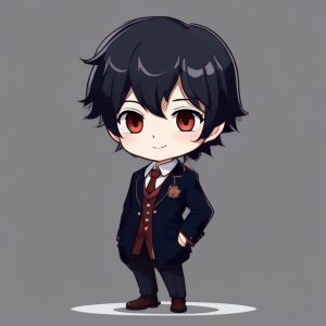 🎓酷飒学院风!Q版暗黑学院少女,高对比度头像生成!