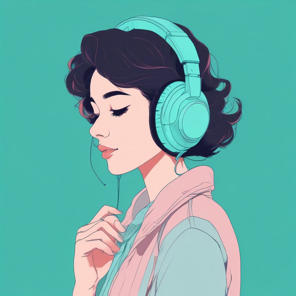 🎧Lofi慵懒风！戴耳机少女的温柔氛围感头像 | 复古颗粒