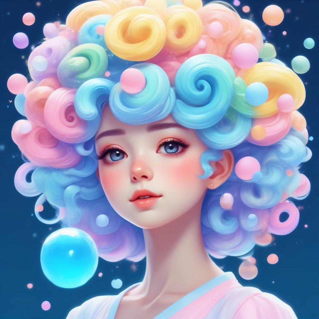 🍬马卡龙梦幻少女：泡泡与卷发构筑的糖果世界！