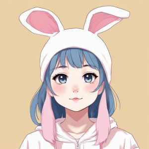 🍰马卡龙色系治愈头像：极简风兔耳少女，可爱爆棚！