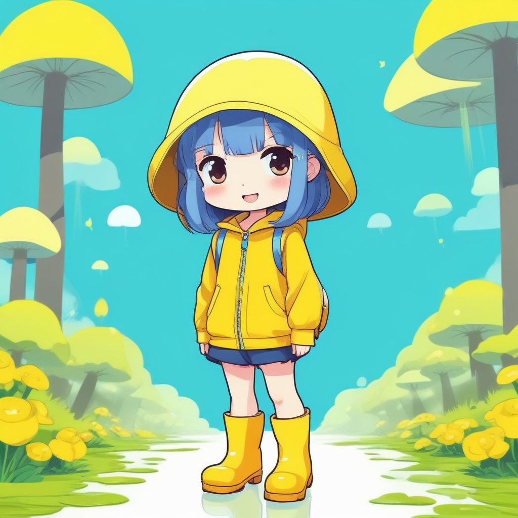 🍄盲盒IP预警！蘑菇头雨靴女孩，超Q萌水彩插画！