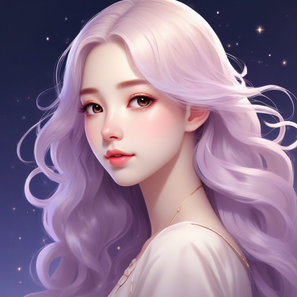 💫梦幻少女漫！糖果色系肖像, 周围有细碎星光闪烁🌟