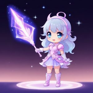 💫魔法少女变身！动漫Q版小魔女全身插画，治愈系马卡龙配色
