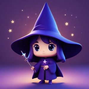 🌙魔法少女Q版：紫色星辰斗篷，超可爱的治愈系小魔女！🧙‍♀️